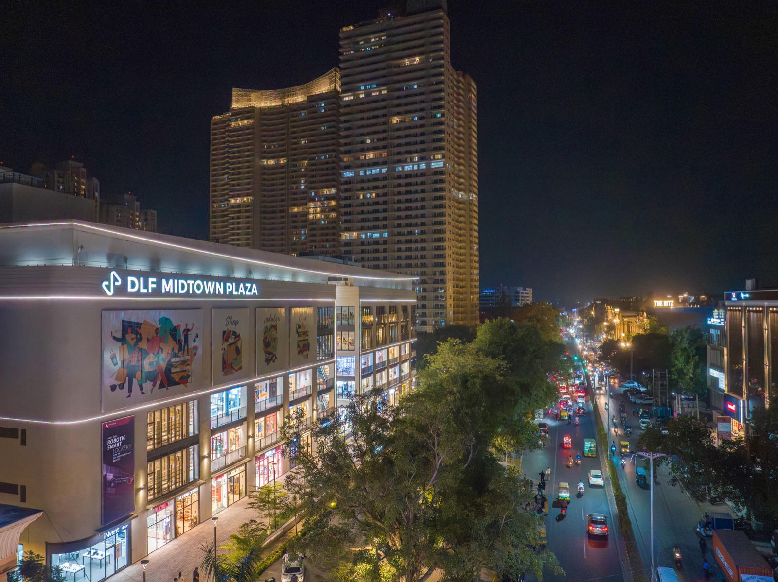 DLF Midtown Plaza aerial night view